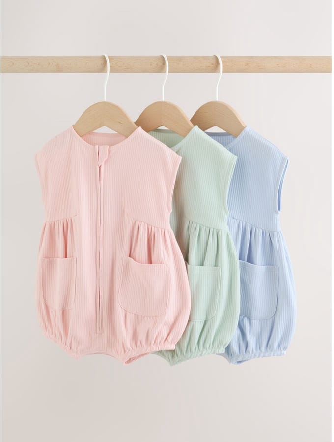 Next - Meisjes - Set van 3 babyrompers met rits - Roze