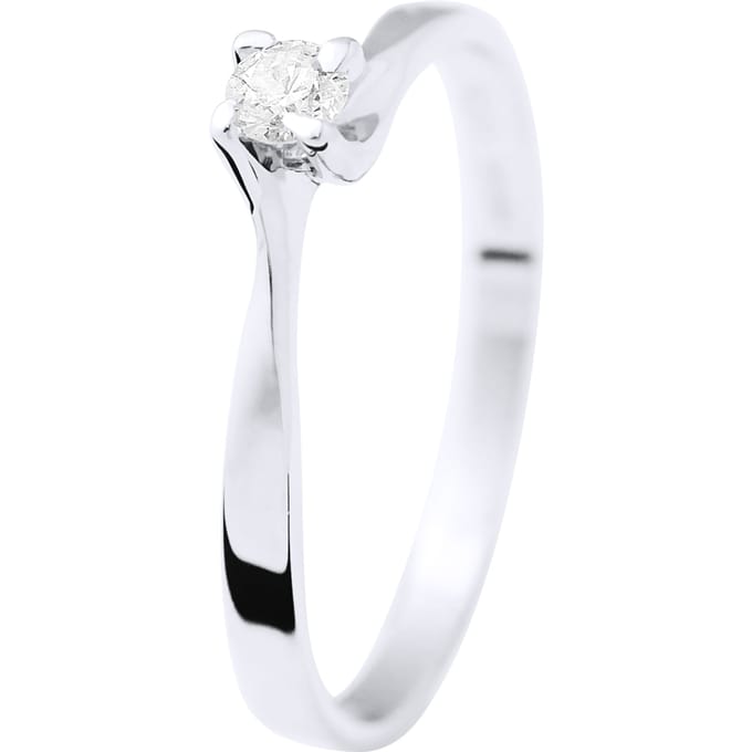 Solitaire Diamond 0,15 Cts 4 Claws White Gold 18 Karaat
