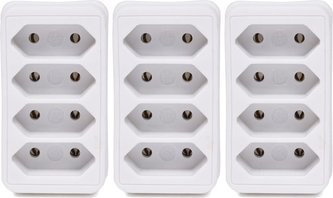 Benson Stopcontact splitter - 3x - quattro - wit - voor 4 platte stekkers - verdeelstekkers