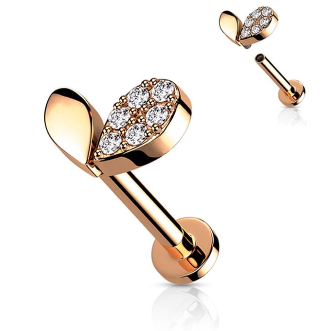 Piercing sprout heart top 1.2x8 - rose goud - LMPiercings