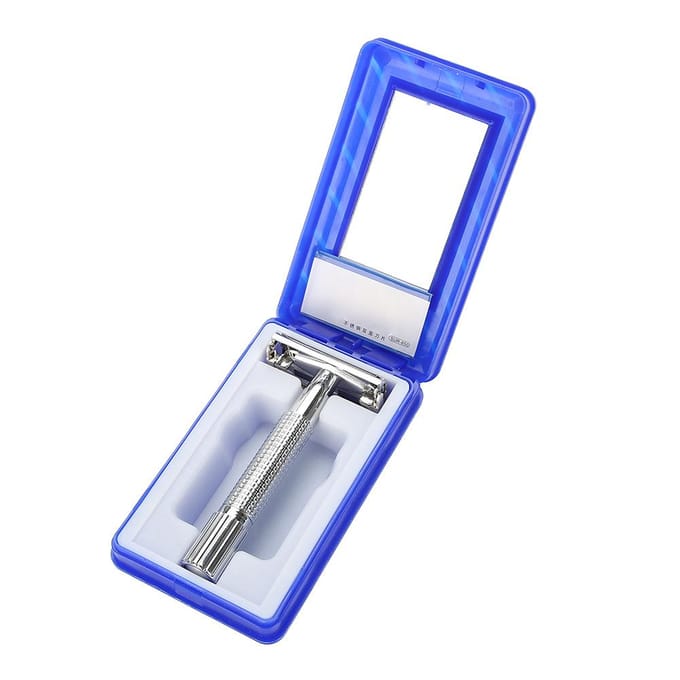Handmatig Heren Scheermes Klassiek Recht Dubbelzijdig Mes Baard Scheermes met Etui white
