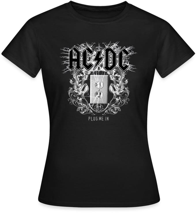 AC/DC Logo Met Socket Plug Me In Videoalbum T-Shirt Dames