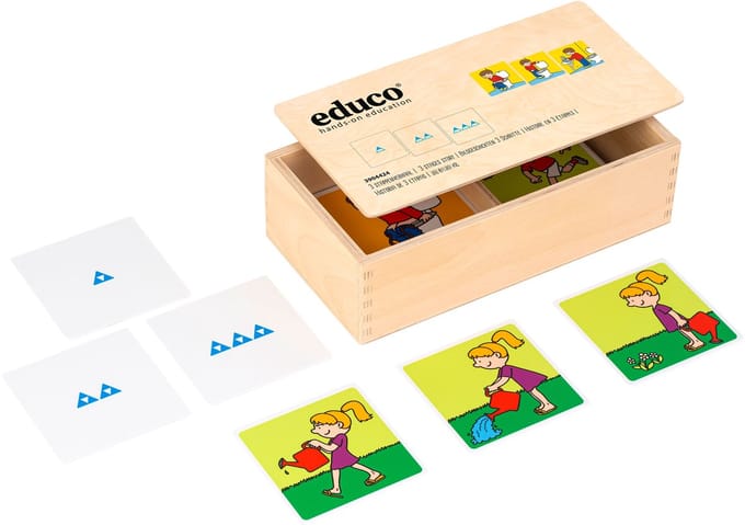 Drie-stappenverhaal in kist 24x12,5x7cm - Educo - Educatief speelgoed