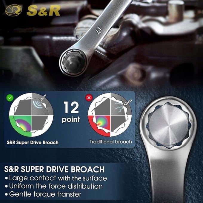 S&R dopsleutel met dubbele ring 21x22 mm Cr-V Super Drive
