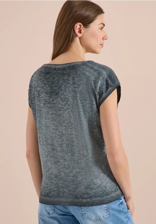 Shirt met boothals in garment-dyed look