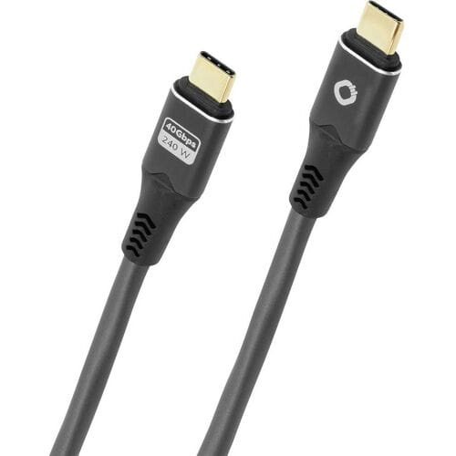 Oehlbach D1C9368 USB-C-kabel USB-C stekker 1 m Antraciet Afscherming gevlochten, 8K UHD