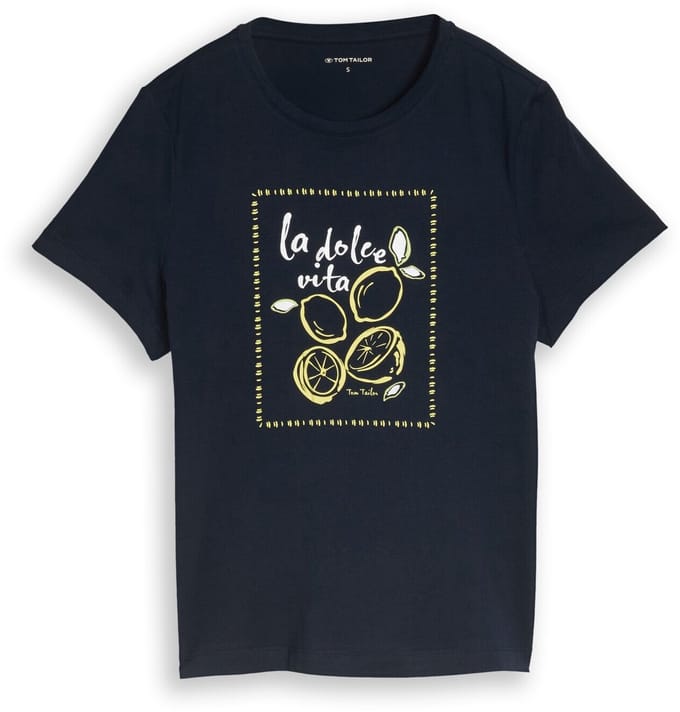 Tom Tailor - T-shirt met print - Maat XL - sky captain blue