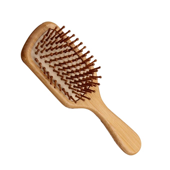 Brosse à cheveux pagaie en bambou Ergonomique Démêlante Lissante Massage Coussin Outil de coiffage beige
