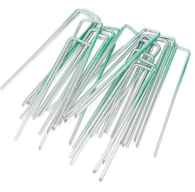 Stalen tuin nietjes voor grondbevestiging - 100-pack