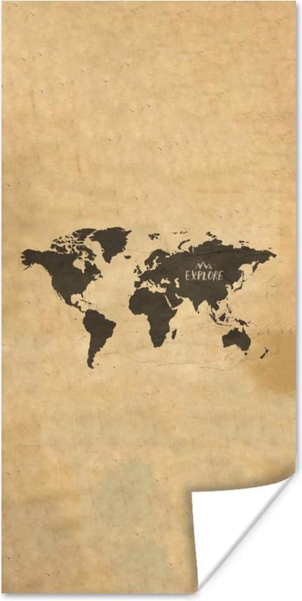 Wereldkaarten - Wereldkaart - Vintage - Explore - 80x160 cm