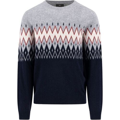 Fynch-Hatton Trui Jacquard Merino Kasjmier Navy-Multi / male