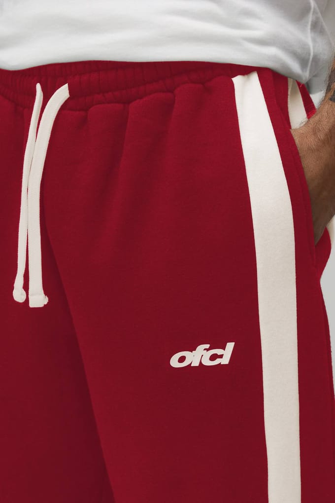 Baggy Fit Joggingbroek Met Panelen En Bungee Zoom | Red | Size Medium