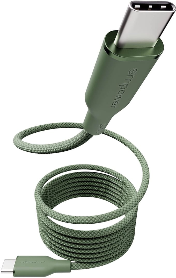 PanzerGlass empower™ by ® Magnetic 240W USB-C to USB-C Cable | USB 2.0 | 1.5M | Sage USB-kabel Groen