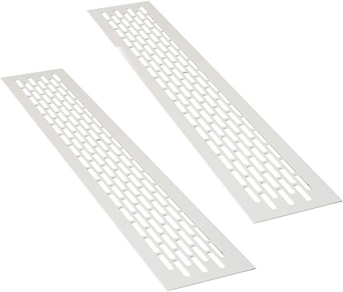Aluminium ventilatierooster rechthoekig wit 80x8 cm afvoerluchtrooster 2 stuks