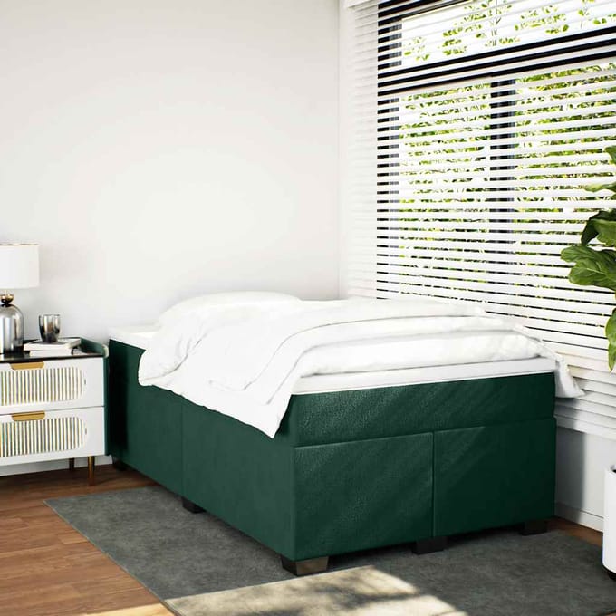 vidaXL - Boxspring - met - matras - fluweel - donkergroen - 120x200 - cm