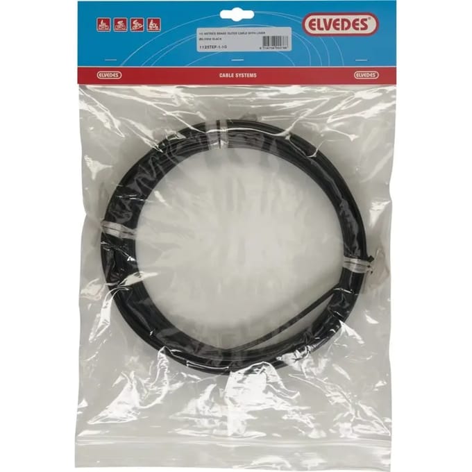 Rem buitenkabel Elvedes met voering 10 meter / Ø5,0mm - zwart (10 meter rol)