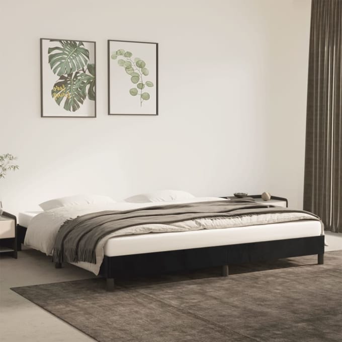 vidaXL - Bedframe - zonder - matras - 200x200 - cm - fluweel - zwart
