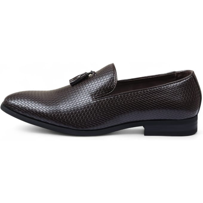 Bruine formele loafers met kwastjes voor heren, instappers van leer