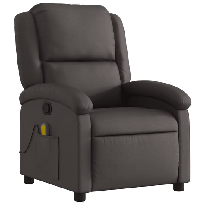 vidaXL - Massagestoel - van - echt - leer, - donkerbruin