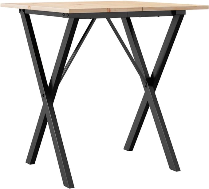 vidaXL - Eettafel - X-frame - 70x70x75,5 - cm - massief - grenenhout - en - staal