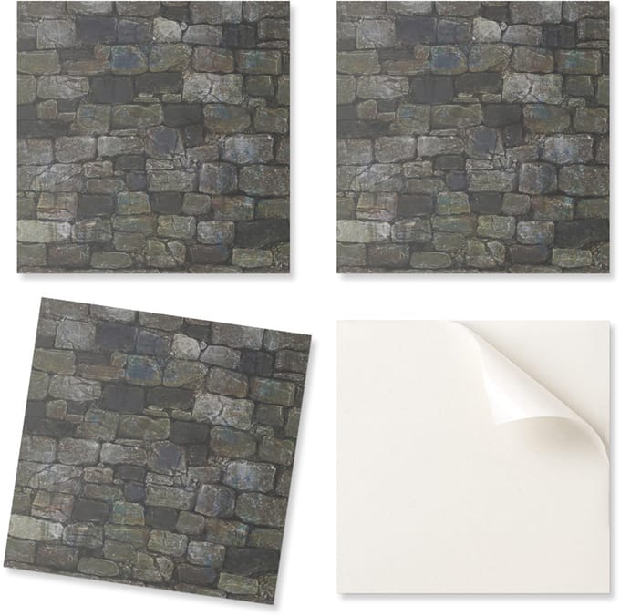 Zelfklevende vinyl wandtegels met steenstructuur, 4x50x50 cm