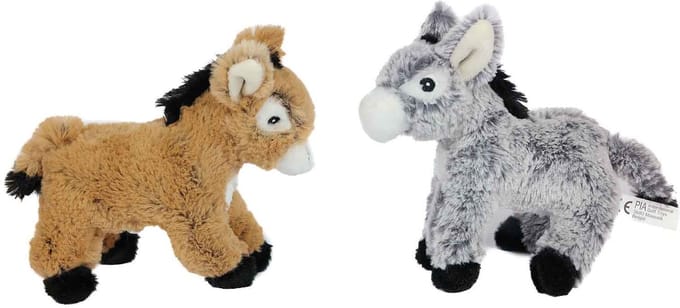 PIA Soft Toys - Set van 2 Pluche Ezel Knuffels - staand - 2 ass. - 24 cm