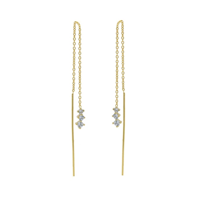 Karma Pull Through Doortrek Oorbellen Triple Diamond Goud