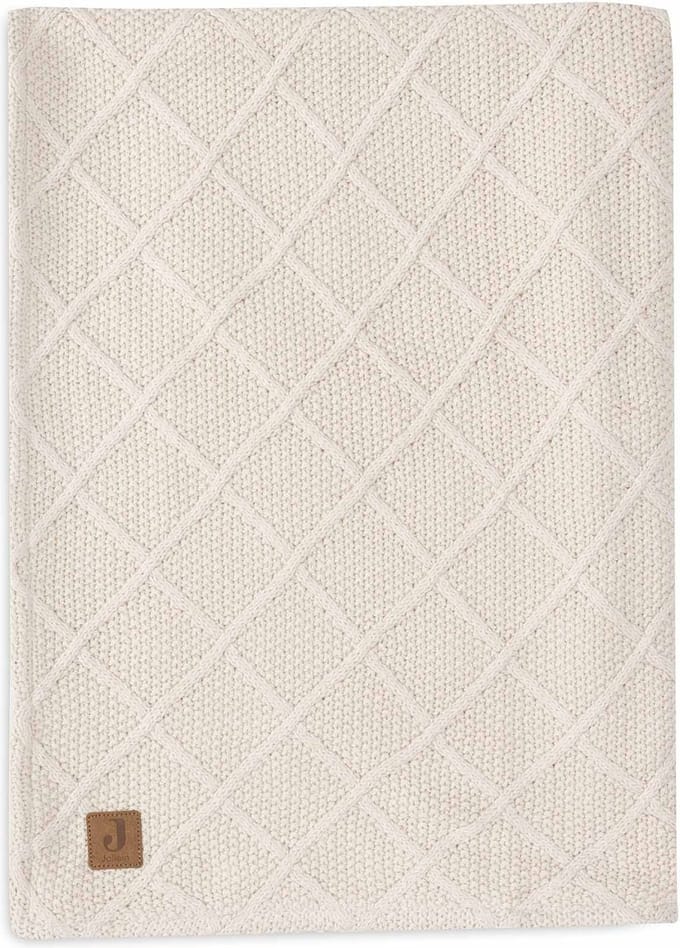 Jollein Deken Ledikant 100x150cm Check Knit Oatmeal/Teddy Fleece