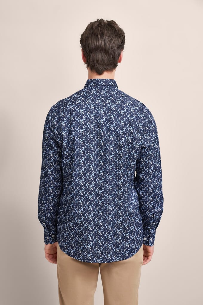 Bugatti Herren Oxford overhemd met bloemenprint