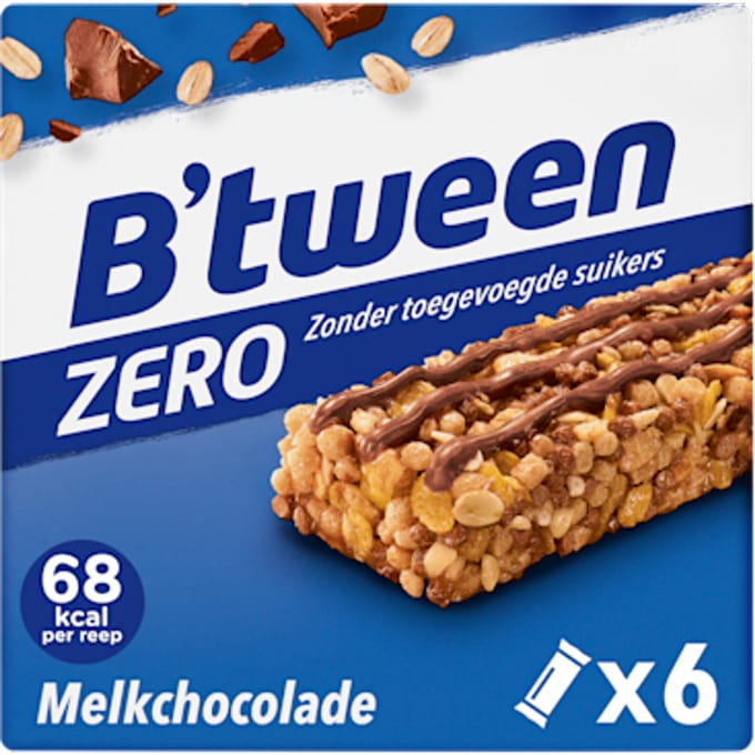 Tussendoortje Hero B'tween melkchocolade zero 6pack reep 20gr