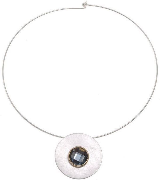 Behave - Korte ketting met ronde hanger en glassteen - 40 cm
