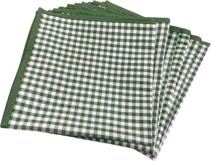 Servetten - Groen-Wit Fijn Geruit - Brabants Bont – Set van 6 – 40x40 cm