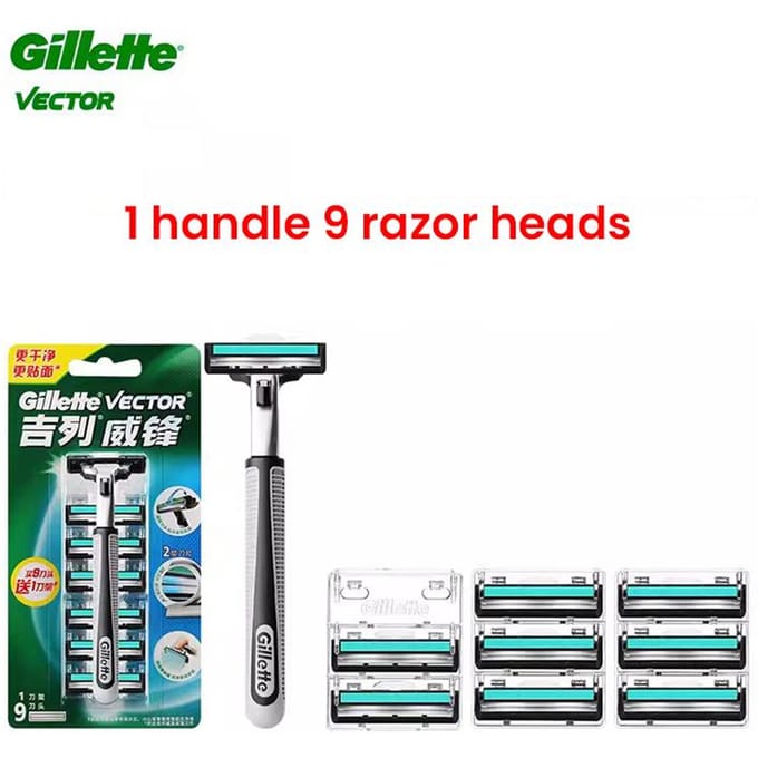 Gillette Vector 2-scheerset met scheermesjes 2-laags mesjes Gillette-scheermes voor mannen Meerdere specificaties om uit te kiezen