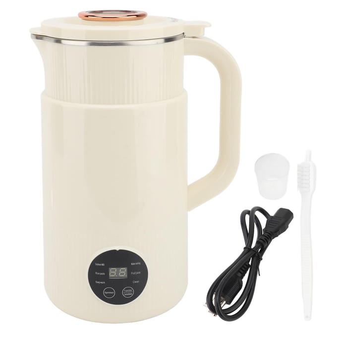 Machine à lait de soja électrique, lames en acier inoxydable en forme de X, faible bruit, écran tactile intelligent, soja L blanc
