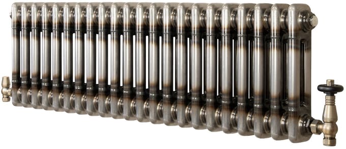 Kolomradiator - 2-kolom 300x1010 mm - ruw metaal - incl. kraan