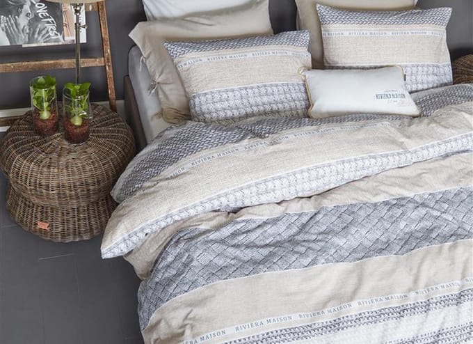 Riviera Maison Woven Nature Dekbedovertrek - Eenpersoons - 140x200/220 cm - Grey