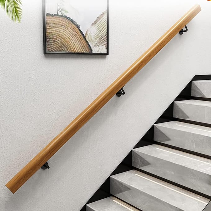 Houten trap leuning - Veiligheidsbeugel kit - Ouderen ondersteuning - Antislip design - 280 cm - Hout