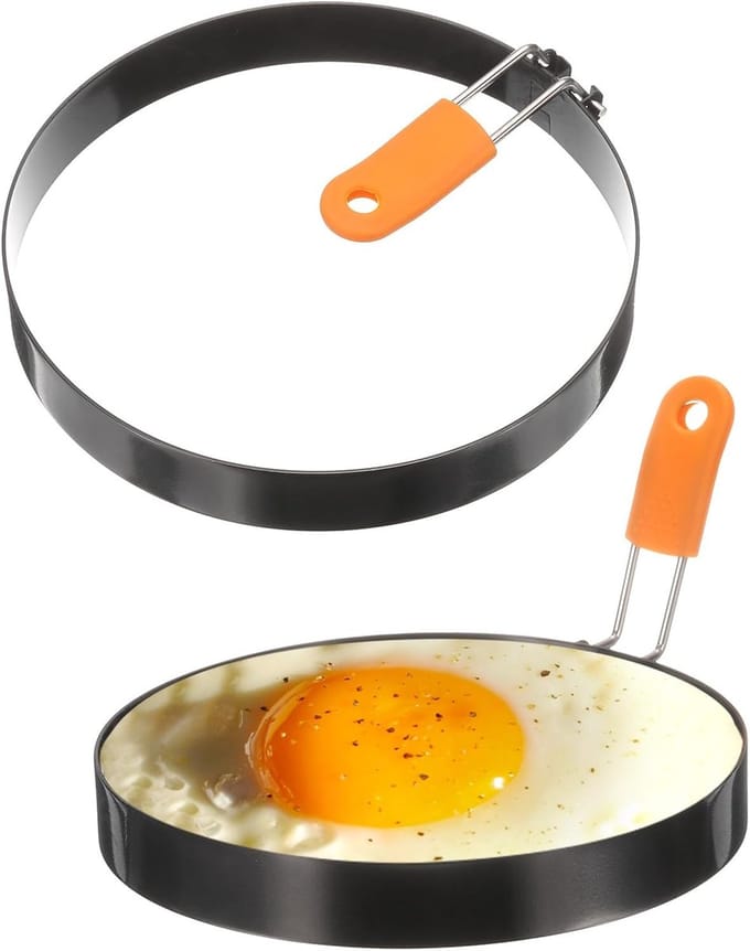Eierringen - Pannenkoekringen - Ontbijt Bereiden - Anti-aanbak - 15 cm - Zilver