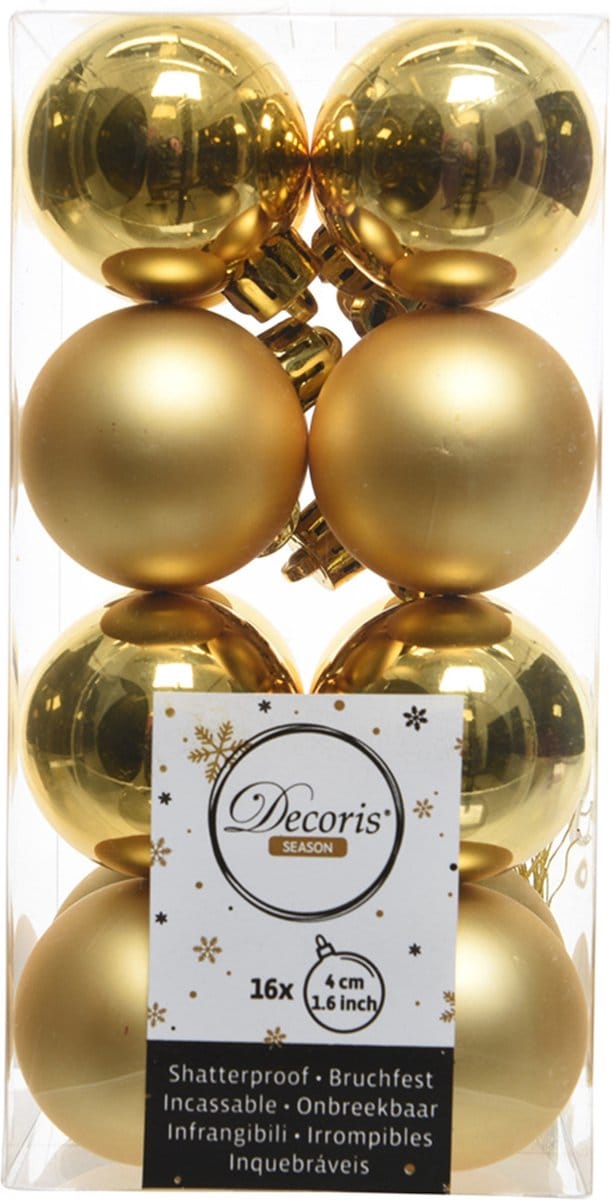 Decoris kerstballen - 16 stuks - 4cm - kunststof
