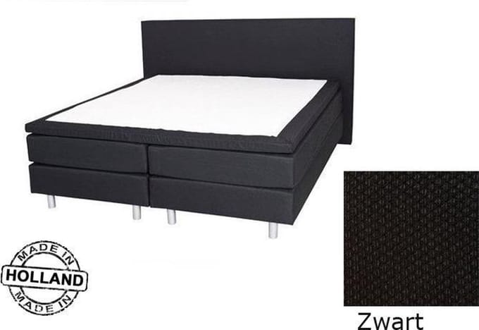Slaaploods.nl Anda - Boxspring inclusief matras - 90x210 cm - stof - Zwart