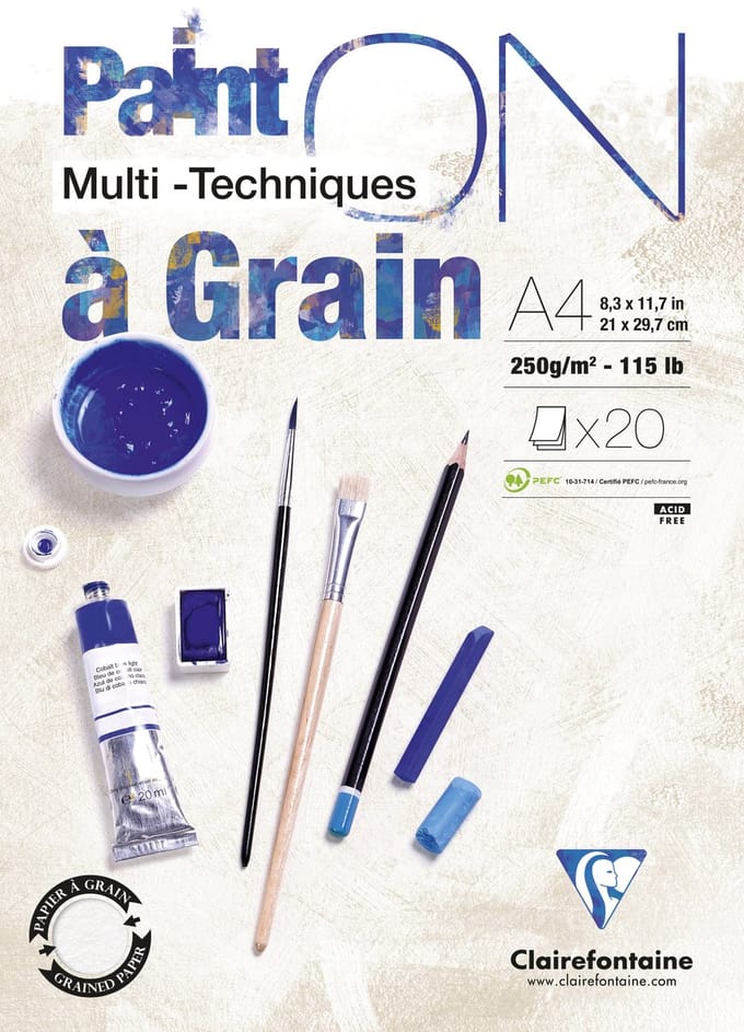 Tekenblk clairefontaine paint a4 korrel 20v 250gr | 4 stuks
