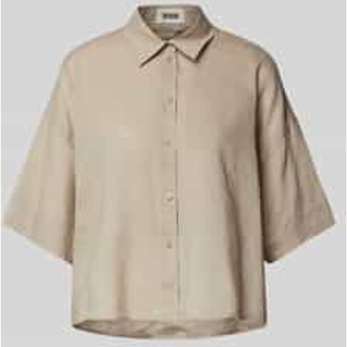 Relaxed fit linnen blouse met extra brede schouders