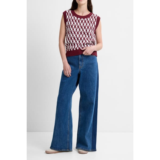 French Connection Klara Flec Striped Vest Porcelain /bordeaux Taglia: S | Maglioni a maglia Outlet | Donna