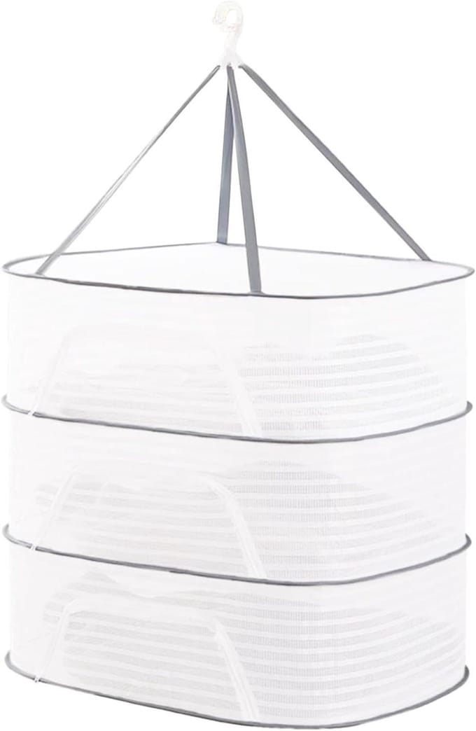 Droogrek Kruiden - Hangend Net - Planten Drogen - 3 Lagen - 60 x 40 cm - Wit