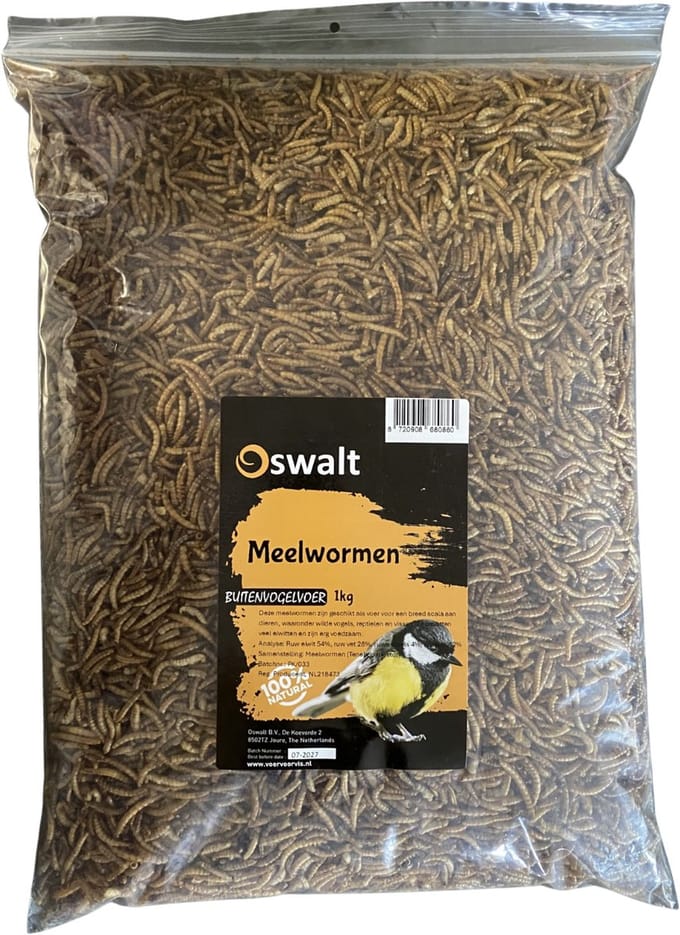 Oswalt Meelwormen - Gedroogd - 1KG - Buitenvogelvoer