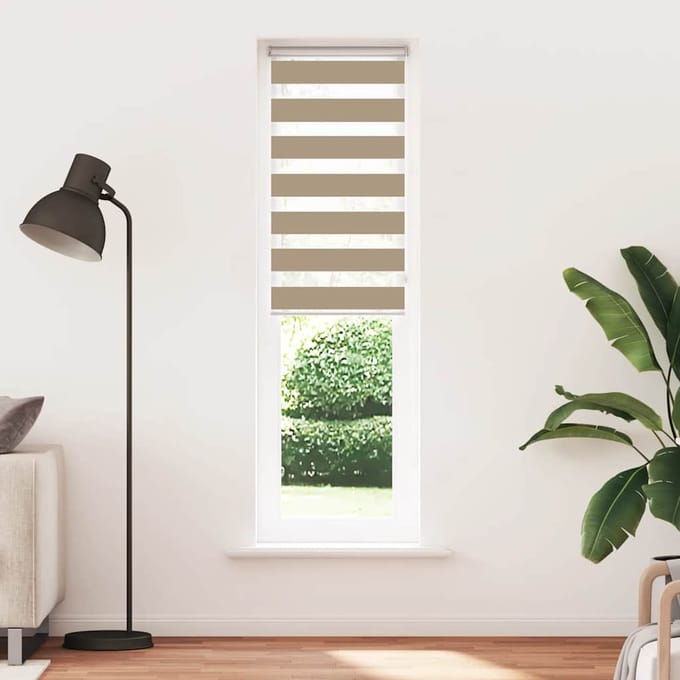 vidaXL - Zebra - Blind - 55x200 - cm - stofbreedte - 50,9 - cm - polyester - zandbruin