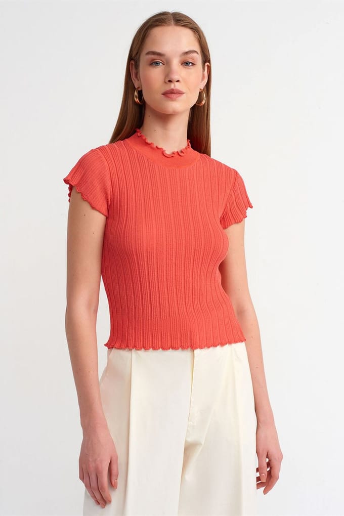 Slim Fit Geribbelde Halve Coltrui