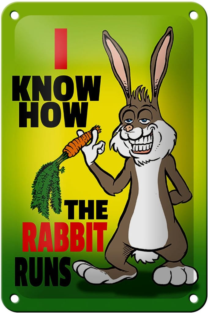 Blechschild Spruch 12x18cm i know how the rabbit runs Hase