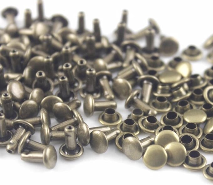 WiseGoods Klinknagels Dubbele Kap - Klinknagel Studs - Rapid Rivet - 6x6 mm - 100 Stuks - Brons