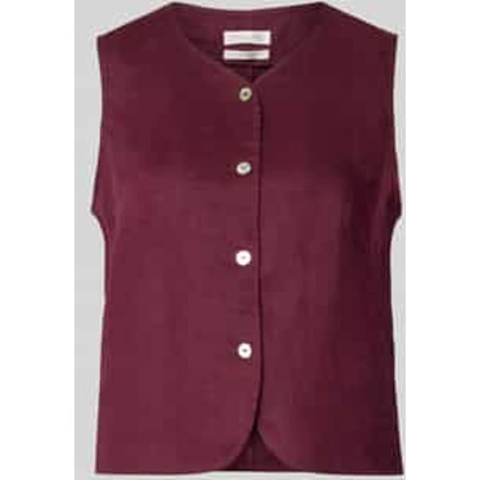 Linnen gilet met V-hals en knoopsluiting
